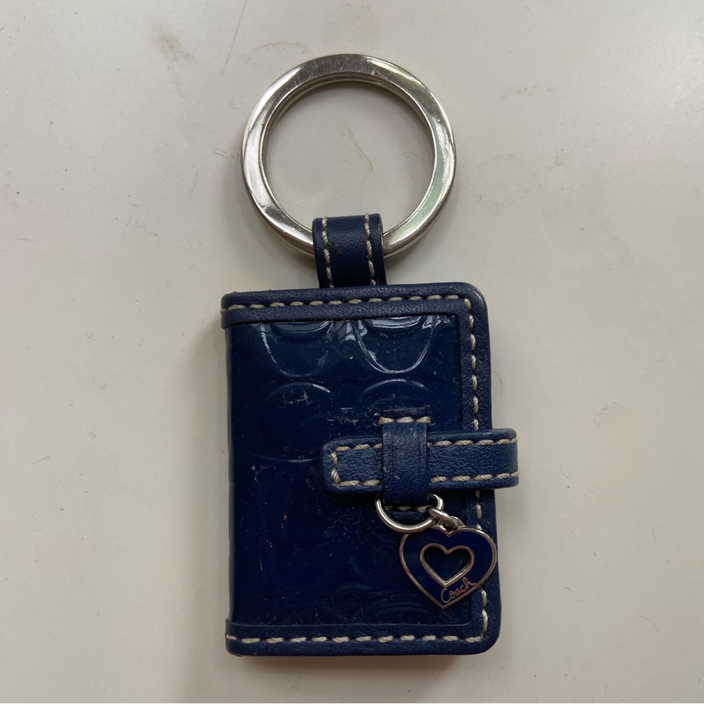Coach Soho Signature Blue Mini Photo Album Keychain